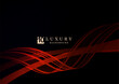 Isolated gorgeous wavy shape in red color on black background.