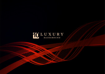 Wall Mural - Isolated gorgeous wavy shape in red color on black background.