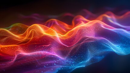 Wall Mural - Colorful Digital Light Wave Abstract Design