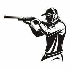 Wall Mural - Trap shooting, aiming athlete with gun (3)