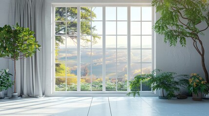 Wall Mural - A large window in a room with a view of the mountains