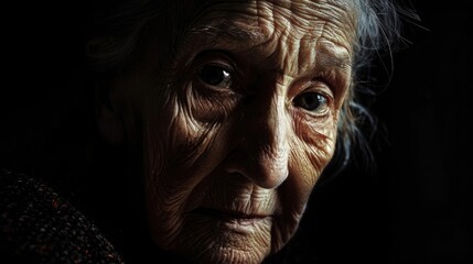 Wall Mural - Abstract image of an elderly woman suffering from loneliness of dementia alzheimers mental disorder, degenerative disease