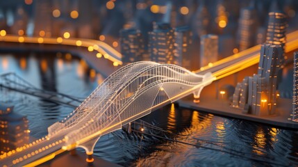 Poster - vision of architecture of a 3d model bridge project