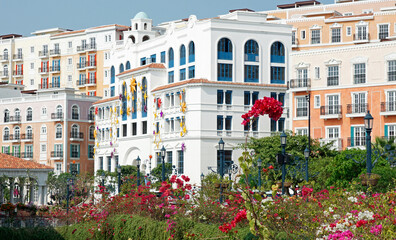 Poster - modern buildings in sunset town