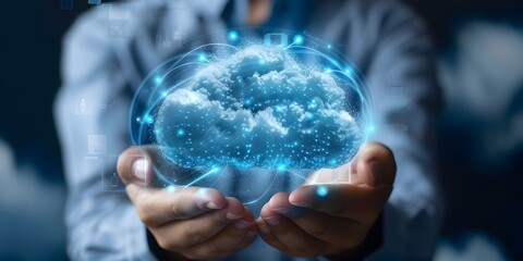 Poster - Glowing Cloud Computing Technology Powering Digital Transformation and Global Connectivity