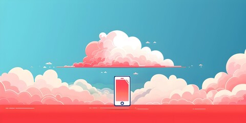 Poster - cloud themed tech greeting card design with clever puns and copy space
