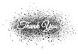 Thank you text with distortion spray effect, vector illustration