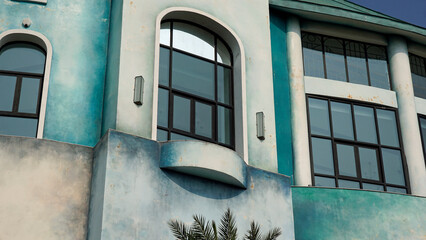 Wall Mural - colorful houses in sunset town