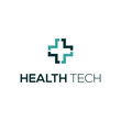 Pixel care logo concept, Health technology logo design vector template