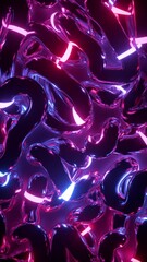 Poster - endless 3d animation, abstract background of neon lights slowly sliding inside the tangled curvy tub