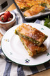 jellied pie with green onions and eggs