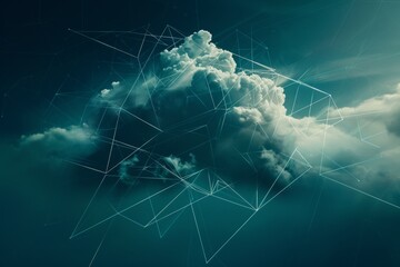 Poster - A geometric cloud built from triangular wireframe elements, emphasizing its structured and modular nature