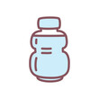 Cute bottled water icon. Hand drawn illustration of a plastic bottle of water isolated on a white background. Vector 10 EPS.