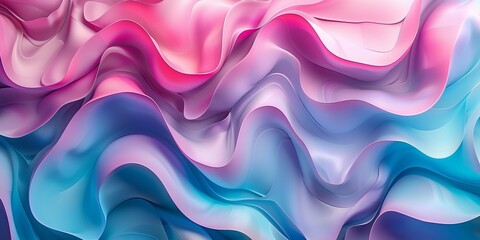 Canvas Print - illustration of colorful abstract background with pink and blue multicolored wavy surfaces