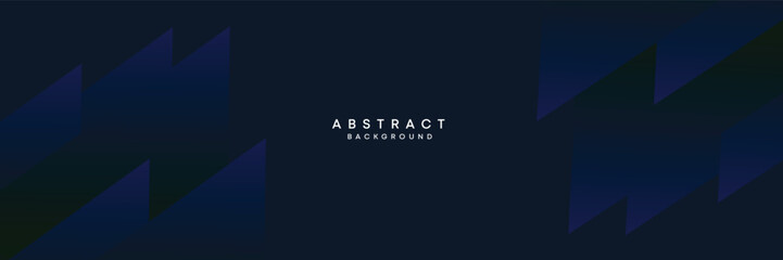 Wall Mural - Dark blue, black abstract technological modern geometric banner background. dark navy blue gradient web header, promotional banner design for corporate, business, party, seminar, festive background