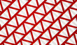 Abstract mosaic background of shiny mirrored triangle tiles on red background. 3D silver white geometric pattern. Shiny design for cover, invitation card, packaging and textile printing. Vector EPS10.