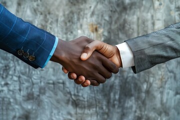 Poster - Business handshake, agreement success, professional men meeting, interracial handshake, corporate deal. Successful partnership, team cooperation, white background. Businessman,