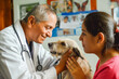 © VisualProduction - A veterinarian examines a patient, gentle hands soothing both the animal and its owner.