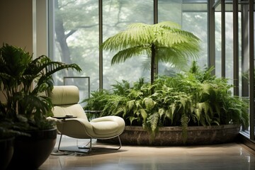 Wall Mural - Ferns in a modern interior setting.