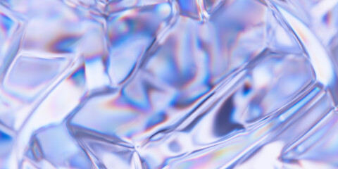 Poster - Liquid glass with refraction and dispersion effect. Prism colors leak. Abstract background. Holographic creative texture. 3d rendering