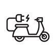 Electric motorcycle with plug pictogram icon symbol design, EV scooter hybrid vehicles charging point logotype, Eco vehicle concept, Vector illustration