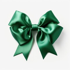 Green shiny bow isolated on white background