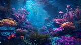 Fototapeta Do akwarium - Underwater Eden's Bioluminescent Glow