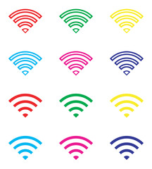 Poster - Wi Fi icon vector. Wireless icon sign symbol in trendy flat style. Set elements in colored icons. Wifi vector icon illustration isolated on white background