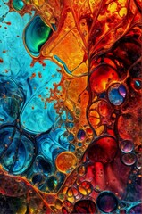 Poster - An abstract artwork of mixing colorful oil paints with water - Generative AI
