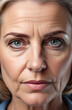 © Natalia - Face of a mature woman aged 50+ years, close-up, wrinkles and aging skin. The aging process and plastic surgery.