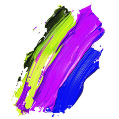 Canvas Print - colourful bright acrylic ink paint brush stroke, transparent background