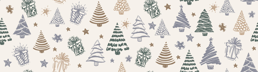 Wall Mural - christmas tree, pattern, hand drawn illustrations. vector.