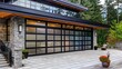 Glass garage door with aluminum framing and frosted or tinted panels
