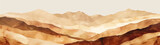 Fototapeta Sypialnia - Generative AI illustration of brown watercolor lines as mountains panorama background.