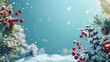 © DSimage - winter pine branches the snow. Christmas background