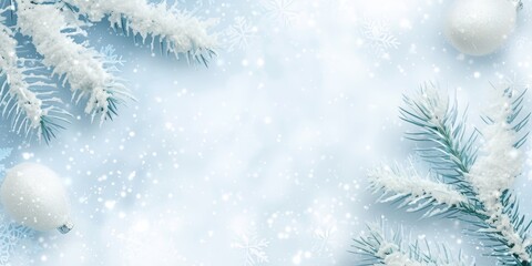 Wall Mural - winter pine branches the snow. christmas background