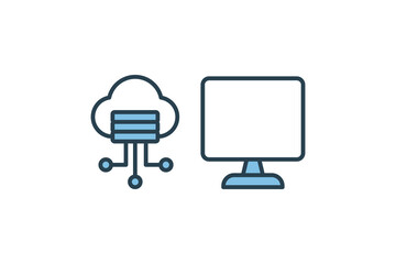 Poster - cloud computing icon. icon related to computer. suitable for web site, app, user interfaces, printable etc. flat line icon style. simple vector design editable
