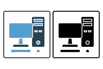 Poster - desktop computer icon. icon related to computer. suitable for web site, app, user interfaces, printable etc. solid icon style. simple vector design editable