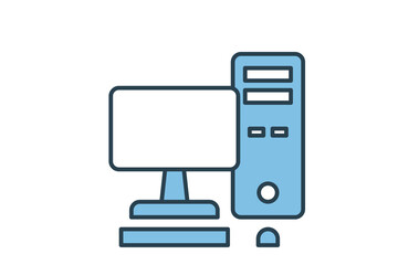 Poster - desktop computer icon. icon related to computer. suitable for web site, app, user interfaces, printable etc. flat line icon style. simple vector design editable