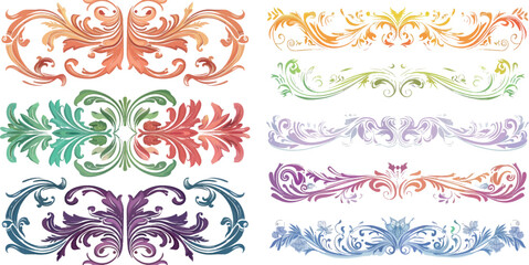 Wall Mural - Ornament decorative banners set in different colors