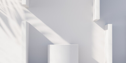Poster - Abstract white platform podium showcase for product display 3d rendering	
