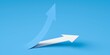 Paper cut out rising blue arrow from white background, growth, progress or business success concept