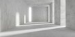 Abstract empty, modern concrete room with openings with sunlight shining thru and rough floor - industrial interior background template