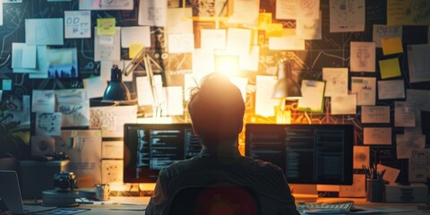 Man Working at Computer Desk