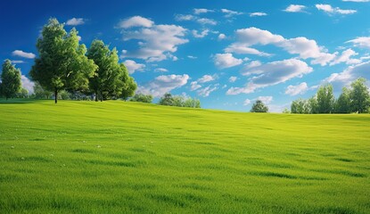 landscape with green grass and sky