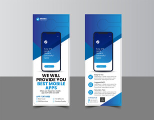 Mobile app promotion door hanger template with creative layout