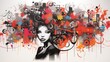 Dive into the world of urban art with a charcoal graffiti doodle showcasing a vibrant collection of punk and girly shapes, adding an eclectic