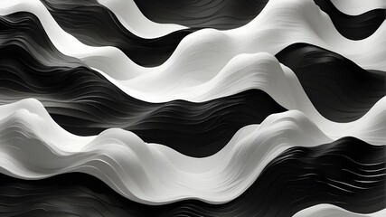 Wall Mural - wallpaper with black textures. Abstract silky waves design on a 4K background. Contemporary, uncluttered, minimalist backdrop design. High definition in black and white.