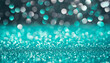 Shiny sapphire glittery bokeh with tosca colors sparkling festive light spotted backdrop.