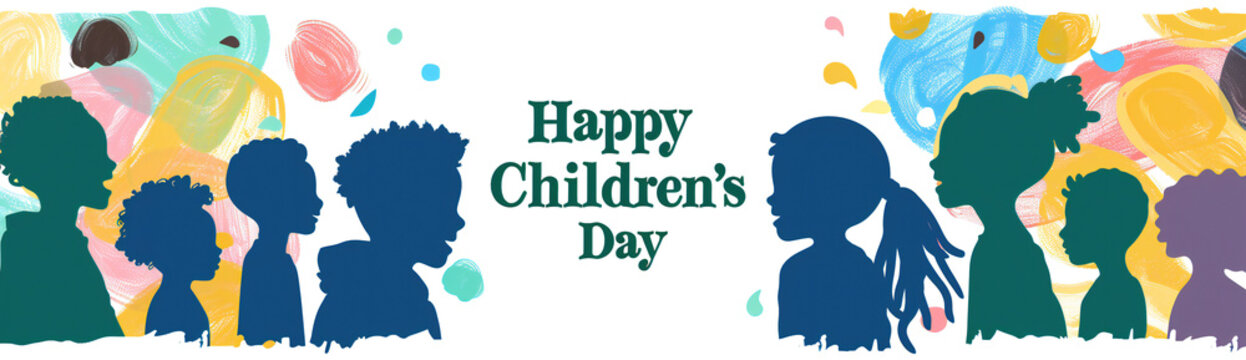 Global Celebration of Children's Day. Illustration Featuring Happy Children Enjoying Fun and Togetherness, Promoting Education and Friendship in a Colourful and Joyful Event